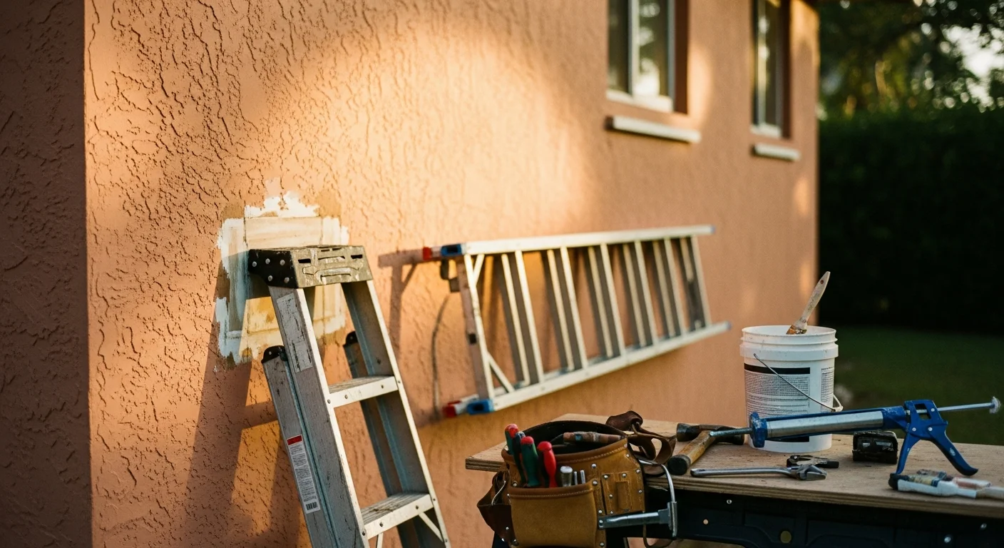 Handyman completing interior repair work in residential home